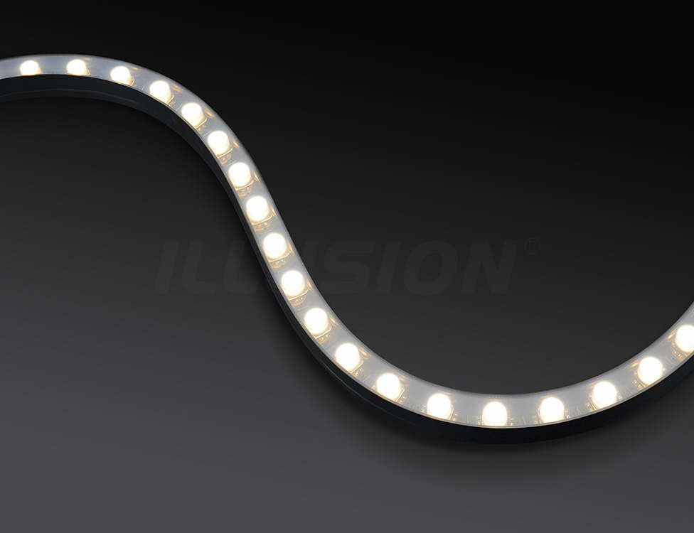 Immagine in primo piano della rondella a LED flessibile pieghevole superiore e laterale